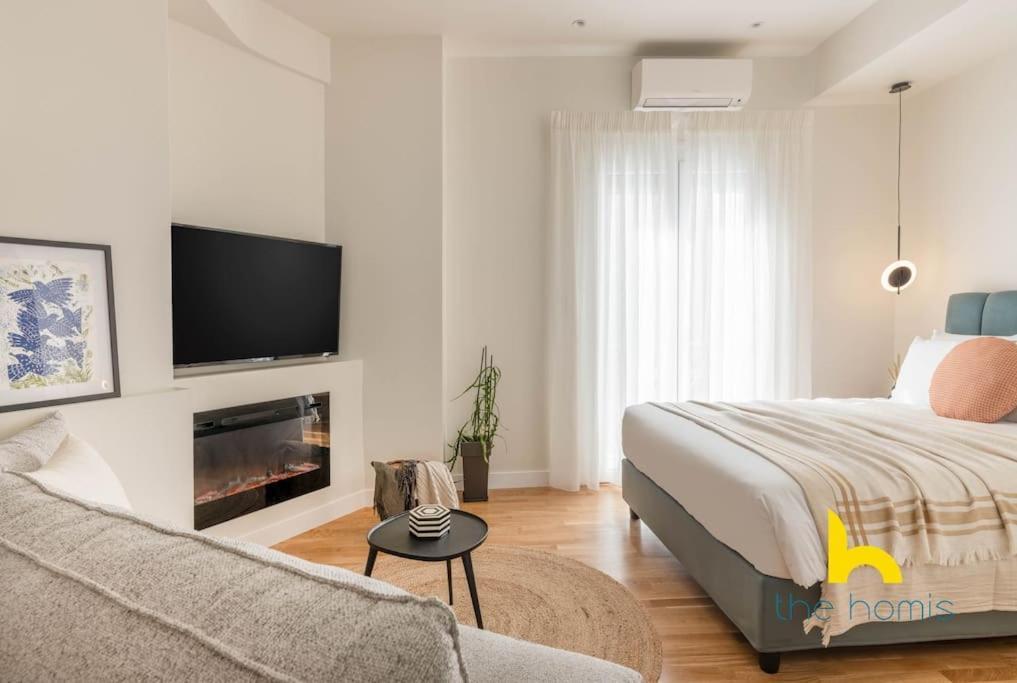 Apartment Romantic Nest With Electrical Fireplace Near Acropolis